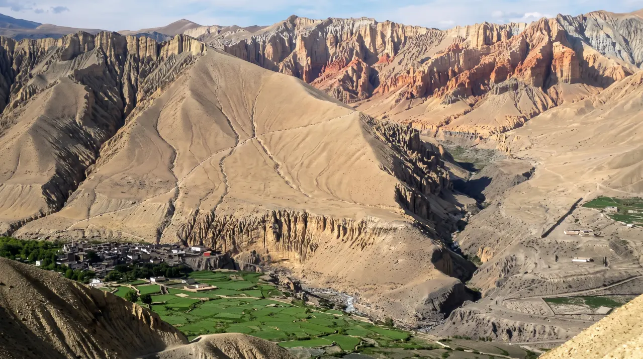 Grüne Wiesen bei Kagbeni, Mustang