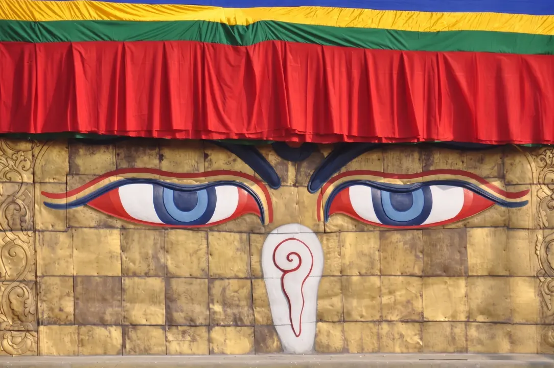 Die Augen Buddhas an der großen StupaBodnath